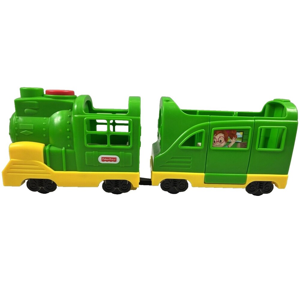 Fisher Price Little People Friendly Passengers 2 Train Cars Green Working